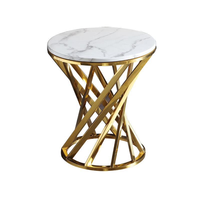 round golden leg nordic wrought iron marble coffee table