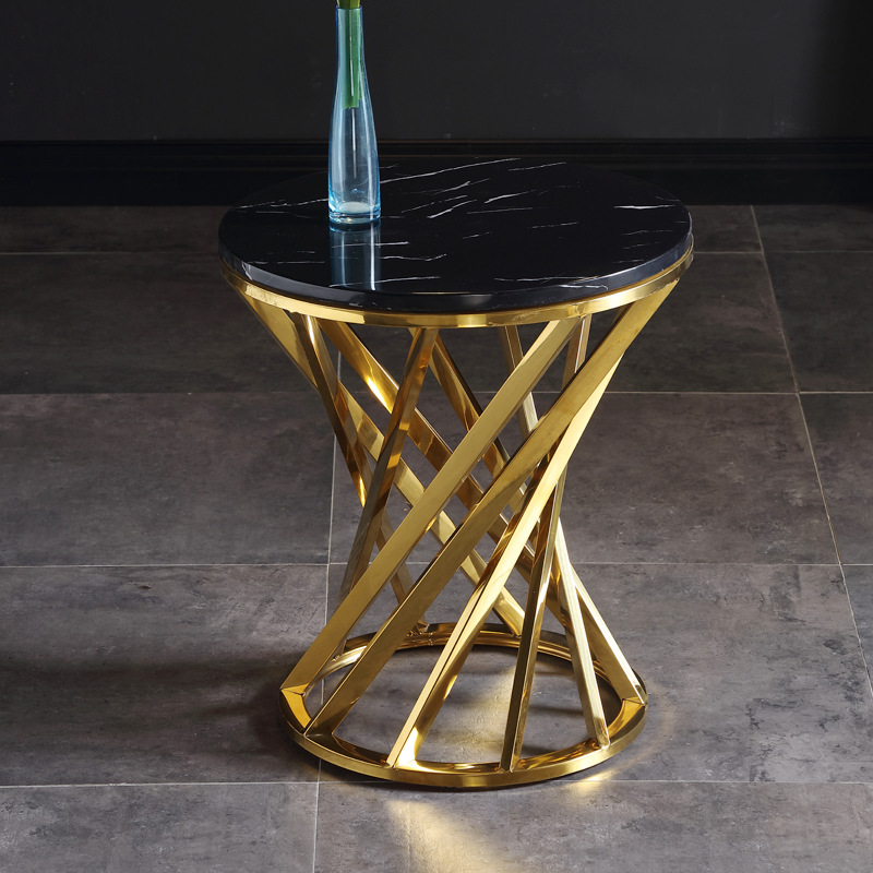 round golden leg nordic wrought iron marble coffee table