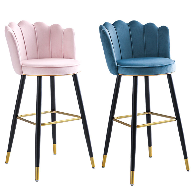 luxury metal flower shape pu leather bar chair counter high bar stools