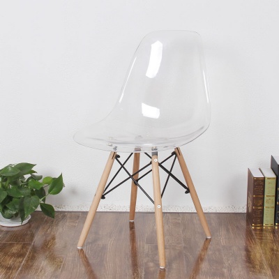 plastic chair transparent plastic cafe chair with wooden legs