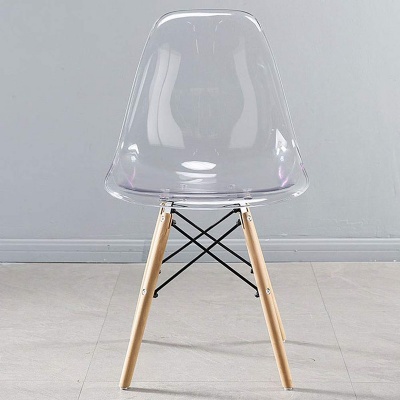 plastic chair transparent plastic cafe chair with wooden legs