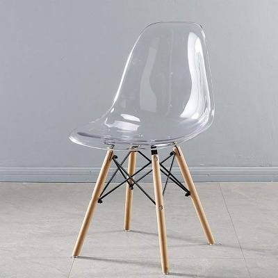 plastic chair transparent plastic cafe chair with wooden legs