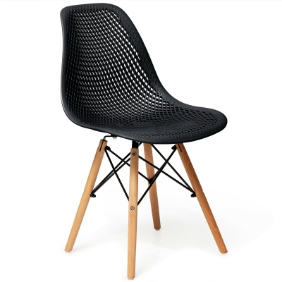 Plastic cafe chair with wooden legs nordic dining chair for home