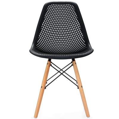 Plastic cafe chair with wooden legs nordic dining chair for home