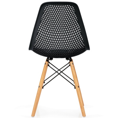 Plastic cafe chair with wooden legs nordic dining chair for home