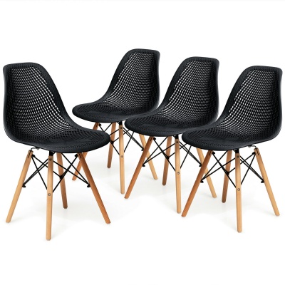 Plastic cafe chair with wooden legs nordic dining chair for home