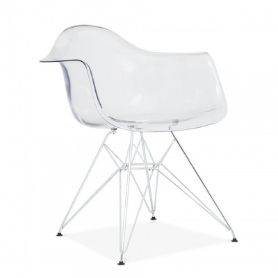 Yaweijia chrome metal leg plastic chair transparent