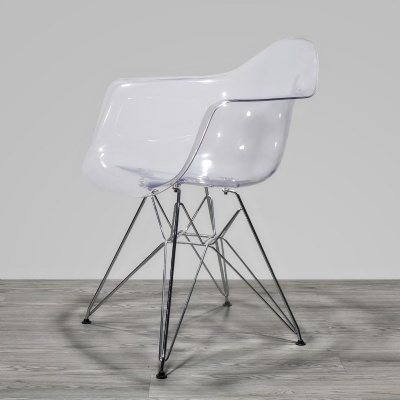 Yaweijia chrome metal leg plastic chair transparent