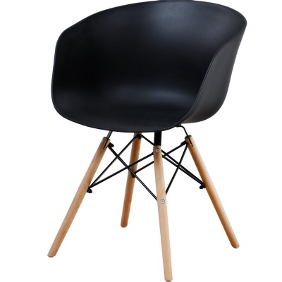 dinning arm chair plastic cafe chair with wooden leg