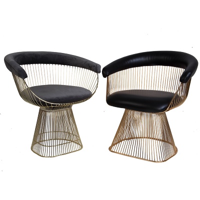upholstery chairing wire mesh metal gold dining chair