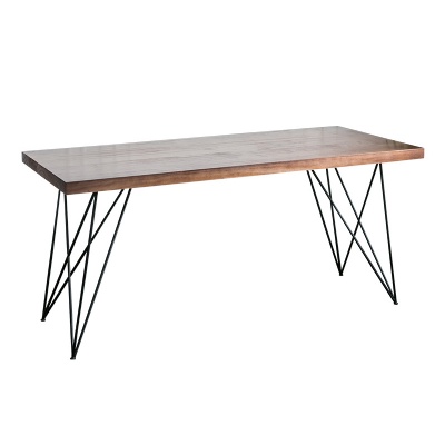 metal leg MDF top rectangle shape wood dining table