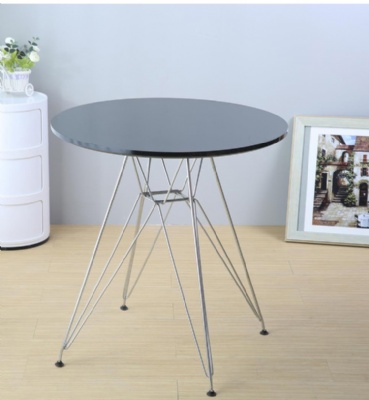 metal leg MDF top modern round wood dining table