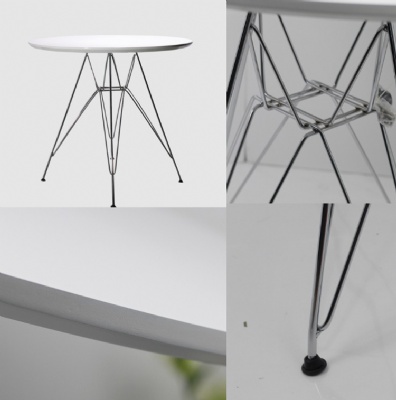 metal leg MDF top modern round wood dining table
