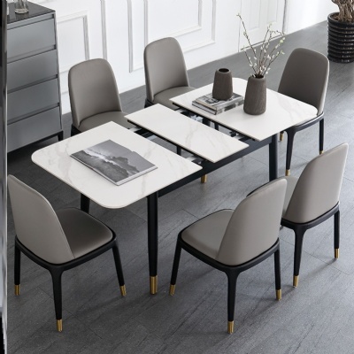 metal leg extendable design nordic marble dining table