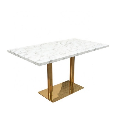 stainless steel leg luxury marble top rectangle dining table