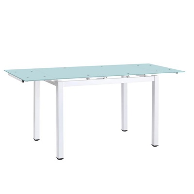 Extendable Rectangle tempered glass small chrome glass tables