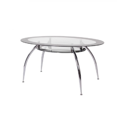 oval tempered glass small chrome glass tables