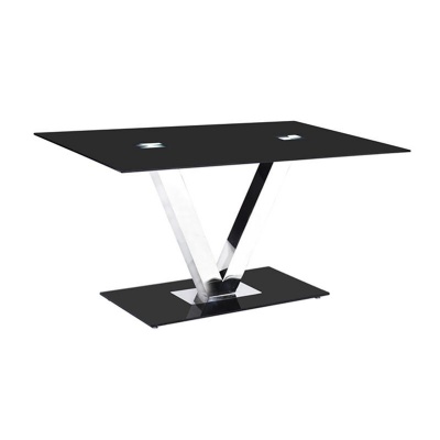stainless steel leg 10mm thickness tempered glass dining table