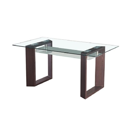 MDF leg 10mm thickness tempered glass dining table