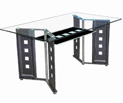 pvc leg 10mm thickness tempered glass dining table