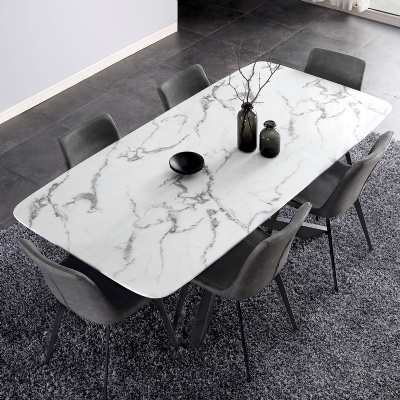 metal leg 12mm 8 seaters marble dining table scandinavian light luxury dining table
