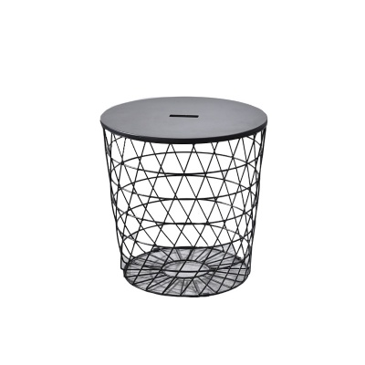 living room round coffee table metal wire storage basket