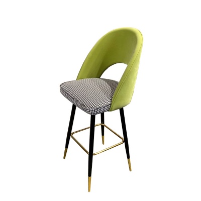 luxury hot sell kitchen high chairs fabric metal leg bar stools