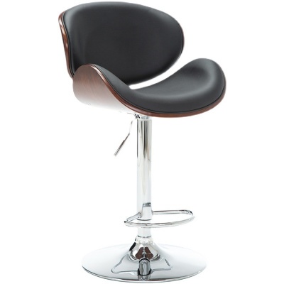 luxury metal swivel leg faux leather bar chair