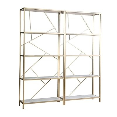 Modern stainless steel golden shelves cabinet tempered glass wine flower shelf