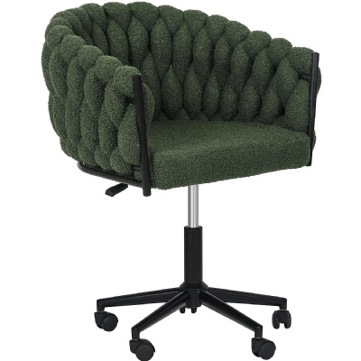 Vanity Desk Chairs with Back and Wheels, Green Vanity Chair with Golden Base, Swivel Home Office Desk Chair