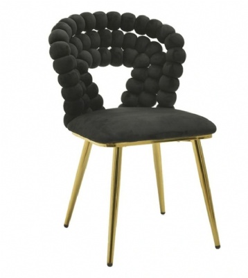 Home Furniture Comfortable Velvet Fabric Dining Chair with Woven Rope Soft Cushioned Armchair