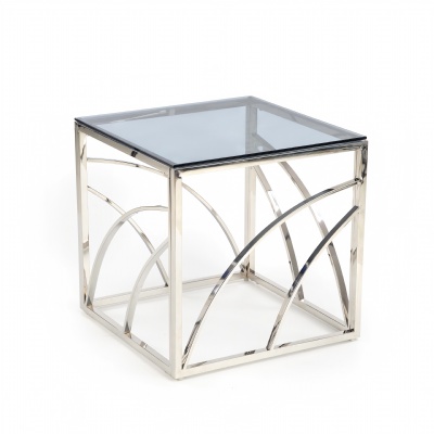 Modern Coffee Table with Stainless Steel Frame and Clear Tempered Glass Top